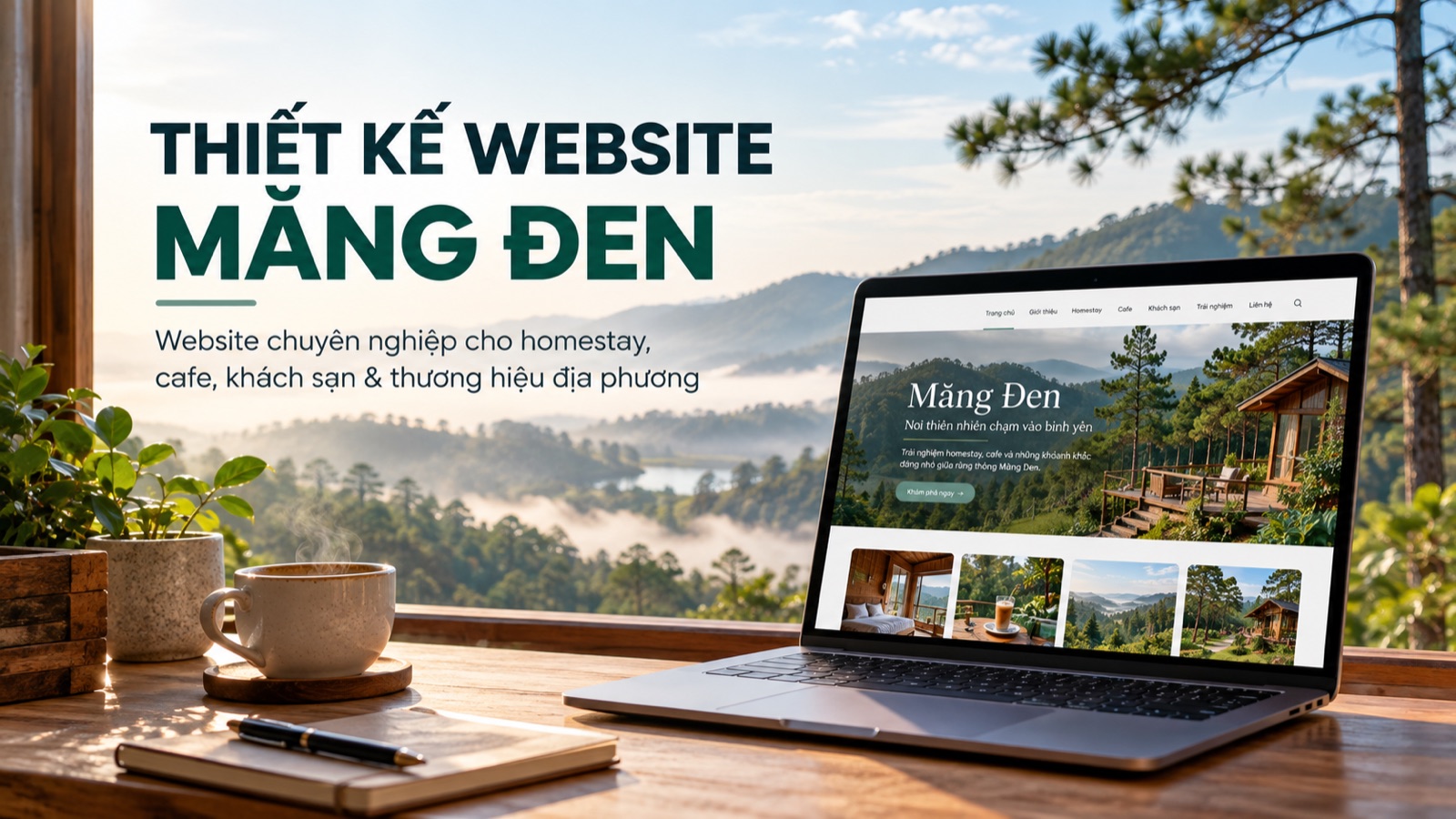 Thiết kế website Măng Đen trọn gói, chuẩn SEO cho homestay, cafe, khách sạn