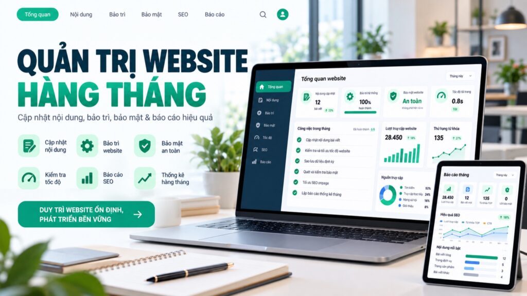 Tổng quan quản trị website hàng tháng