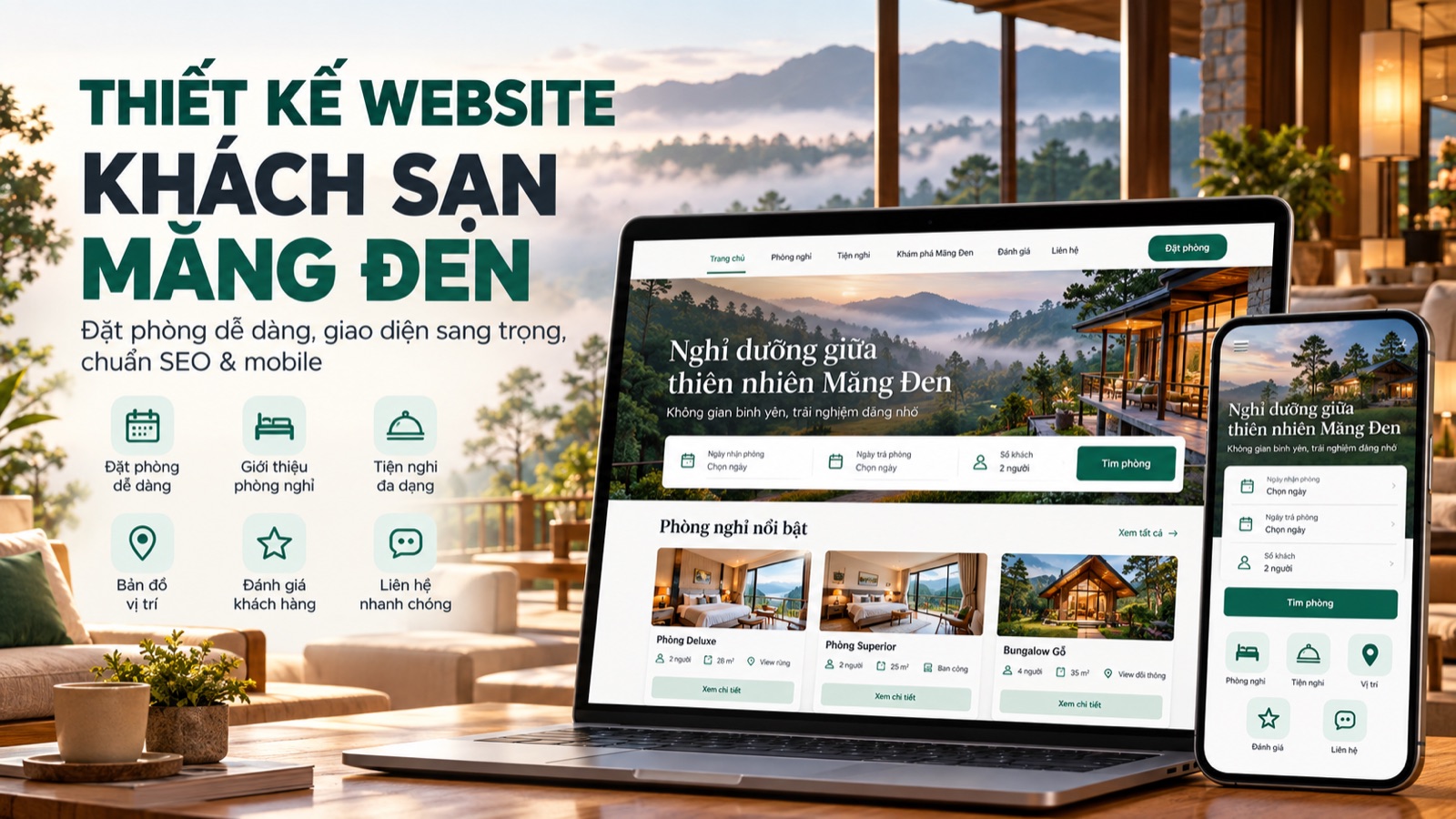 Website khách sạn Măng Đen sang trọng